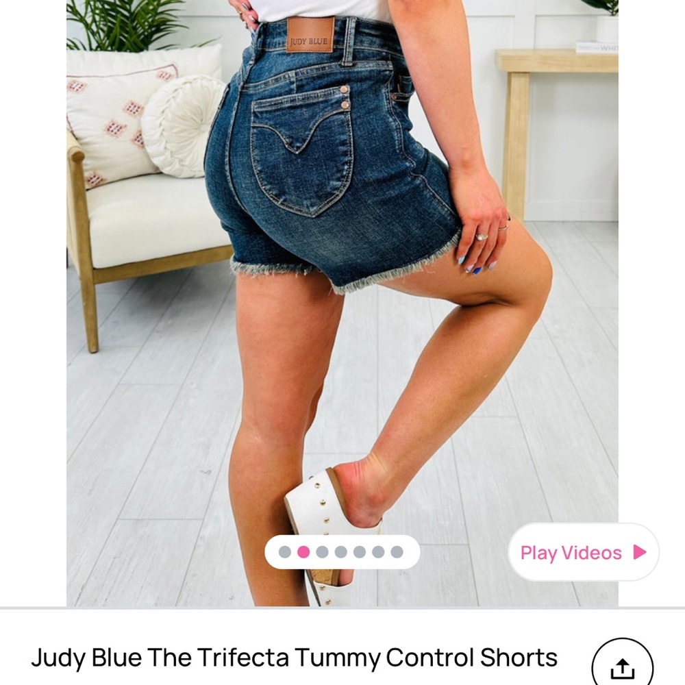 Judy Blue Dark Wash Frayed Hem Shorts - Picture 4 of 7